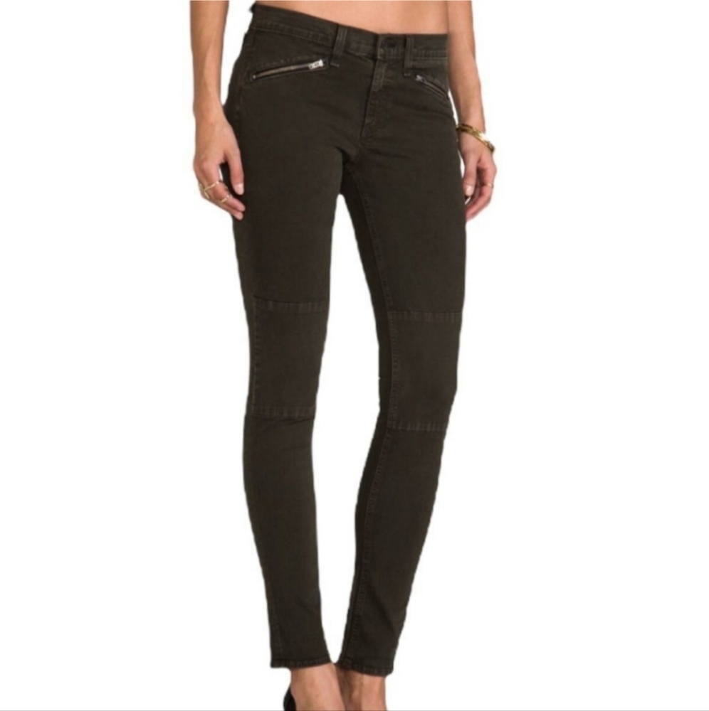 Rag & Bone Ridley Moto Skinny Jeans Wax Dark Olive